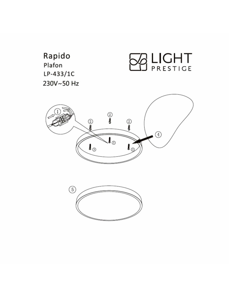 Light Prestige Rapido plafon duży czarny 3000K LP-433/1C 3L BK xLED czarny