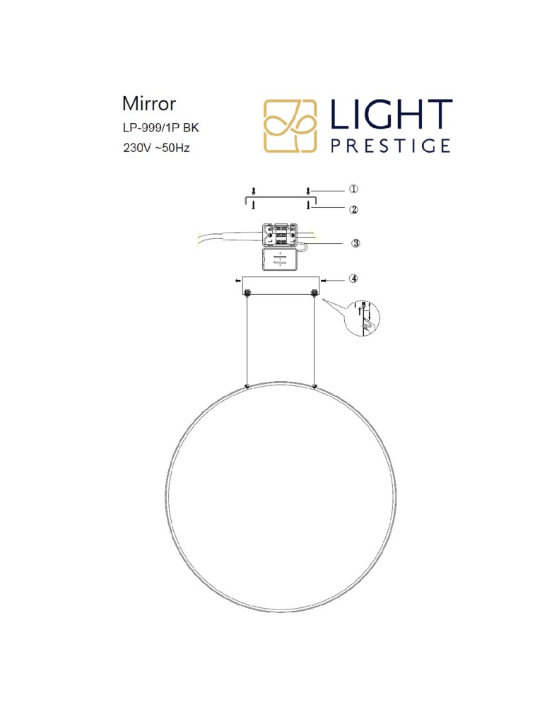 Light Prestige Mirror wisząca duża złota 1xLED IP44 złoty LP-999/1P L GD Light Prestige Mirror wisząca duża złota 1xLED IP44 złoty LP-999/1P L GD