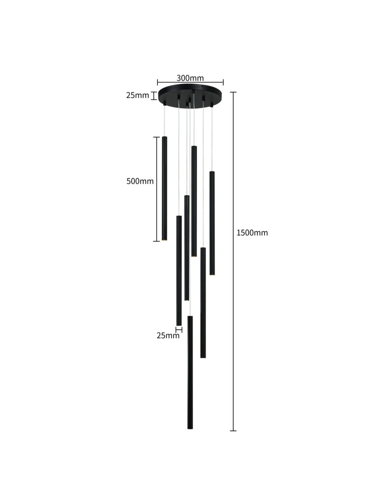 Light Prestige Lungo 7 czarna lampa wisząca LP-894/7P BK 7xG9 czarny Light Prestige Lungo 7 czarna lampa wisząca LP-894/7P BK 7xG9 czarny