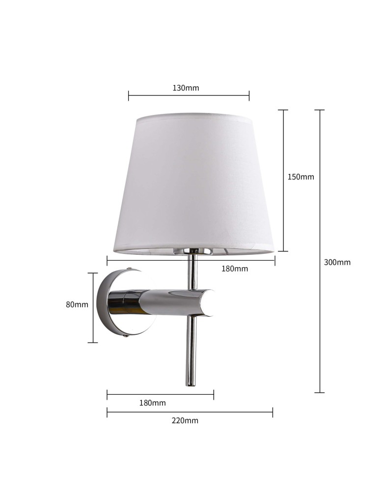 Light Prestige Tivoli kinkiet chrom E27 srebnry/biały LP-1133/1W CH Light Prestige Tivoli kinkiet chrom E27 srebnry/biały LP-1133/1W CH