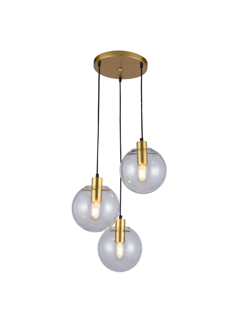 Light Prestige Puerto 3 wisząca złota E27 złoty / transparentny LP-004/3P GD Light Prestige Puerto 3 wisząca złota E27 złoty / transparentny LP-004/3P GD