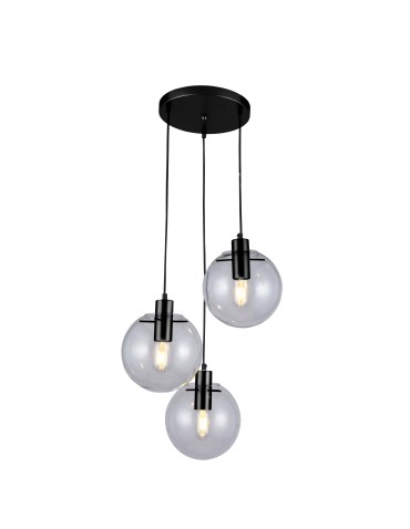 Light Prestige Puerto 3 wisząca czarna E27 czarny / transparentny LP-004/3P BK