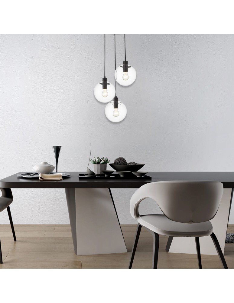 Light Prestige Puerto 3 wisząca czarna E27 czarny / transparentny LP-004/3P BK Light Prestige Puerto 3 wisząca czarna E27 czarny / transparentny LP-004/3P BK