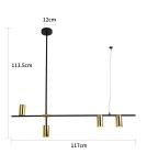 Light Prestige Arizona 4 linia lampa wisząca czarny/złoty LP-074/4PL BK/GD 4xGU10 czarny / złoty Light Prestige Arizona 4 linia lampa wisząca czarny/złoty LP-074/4PL BK/GD 4xGU10 czarny / złoty