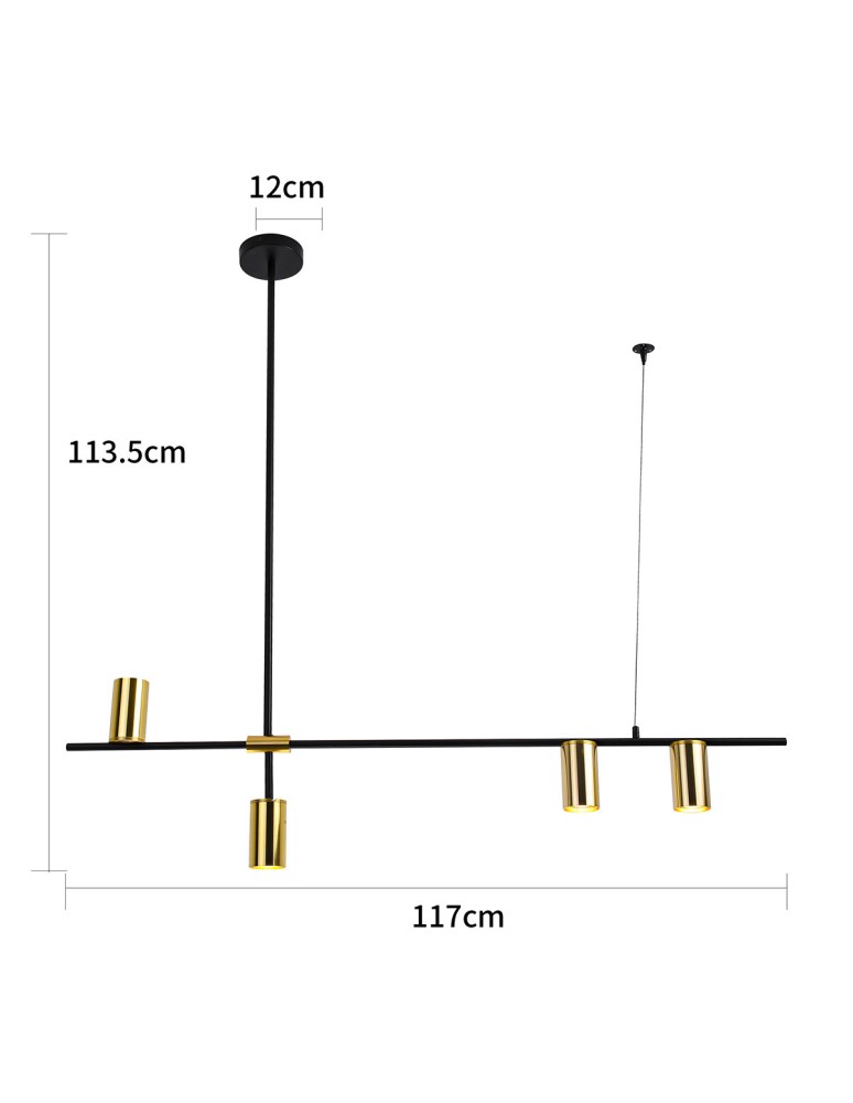Light Prestige Arizona 4 linia lampa wisząca czarny/złoty LP-074/4PL BK/GD 4xGU10 czarny / złoty Light Prestige Arizona 4 linia lampa wisząca czarny/złoty LP-074/4PL BK/GD 4xGU10 czarny / złoty