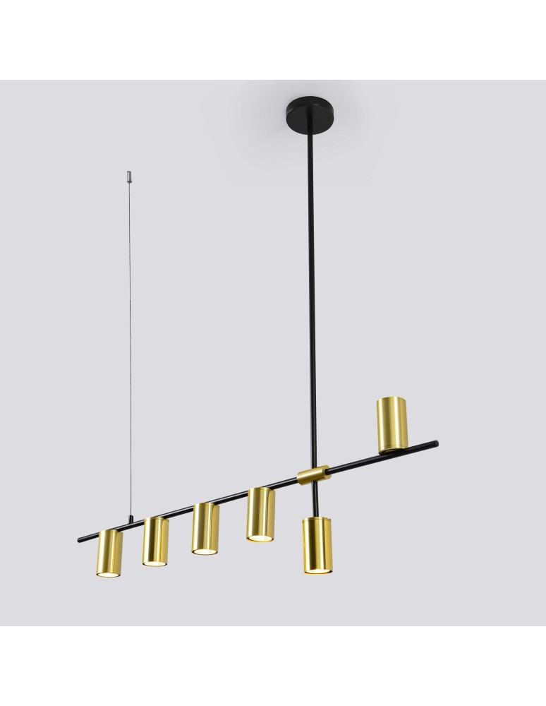 Light Prestige Arizona 6 linia lampa wisząca czarny/złoty LP-074/6PL BK/GD 6xGU10 czarny / złoty Light Prestige Arizona 6 linia lampa wisząca czarny/złoty LP-074/6PL BK/GD 6xGU10 czarny / złoty