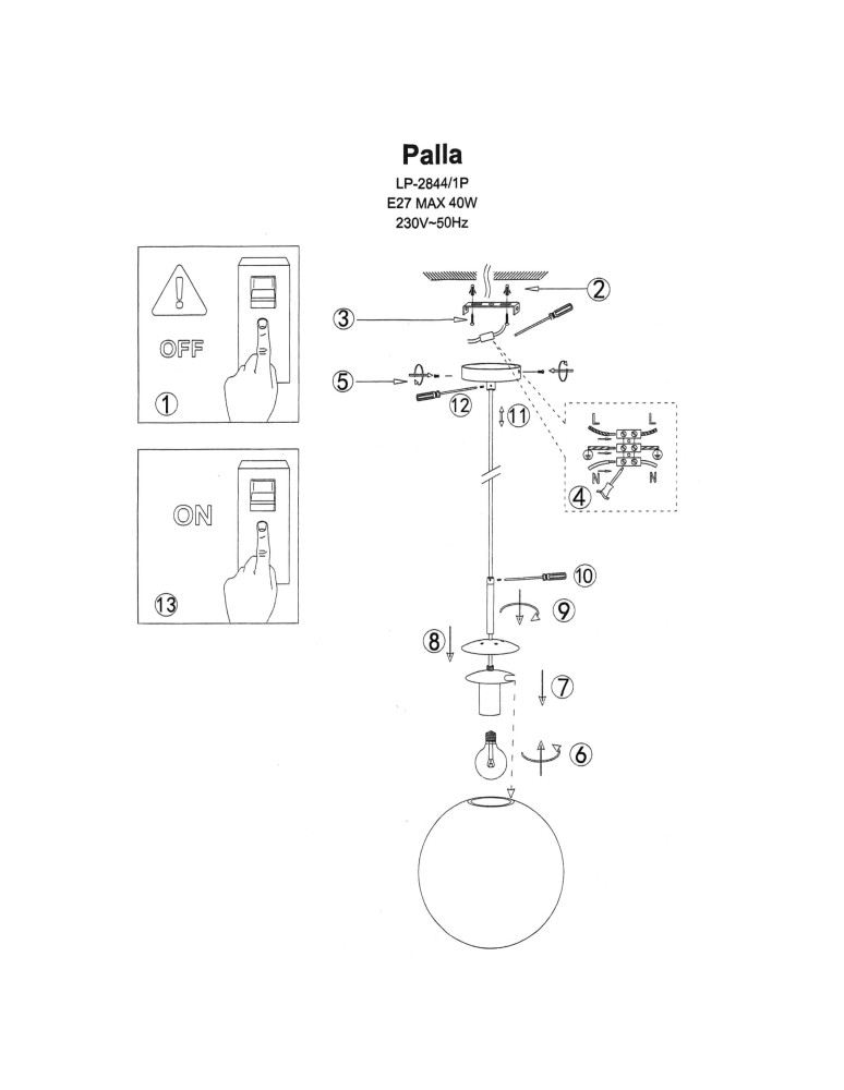 Light Prestige Palla lampa wisząca mała złota LP-2844/1P S GD 1xE14 złoty/transparentny