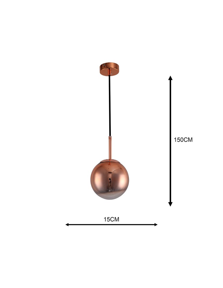 Light Prestige Palla lampa wisząca mała miedziana LP-2844/1P S MI 1xE27 miedziany/transparetny Light Prestige Palla lampa wisząca mała miedziana LP-2844/1P S MI 1xE27 miedziany/transparetny