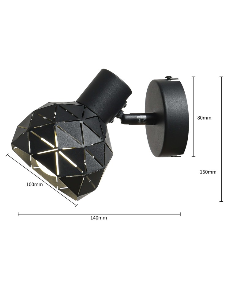 Light Prestige Reus 1 spot czarny E14 czarny LP-8069/1WS BK Light Prestige Reus 1 spot czarny E14 czarny LP-8069/1WS BK