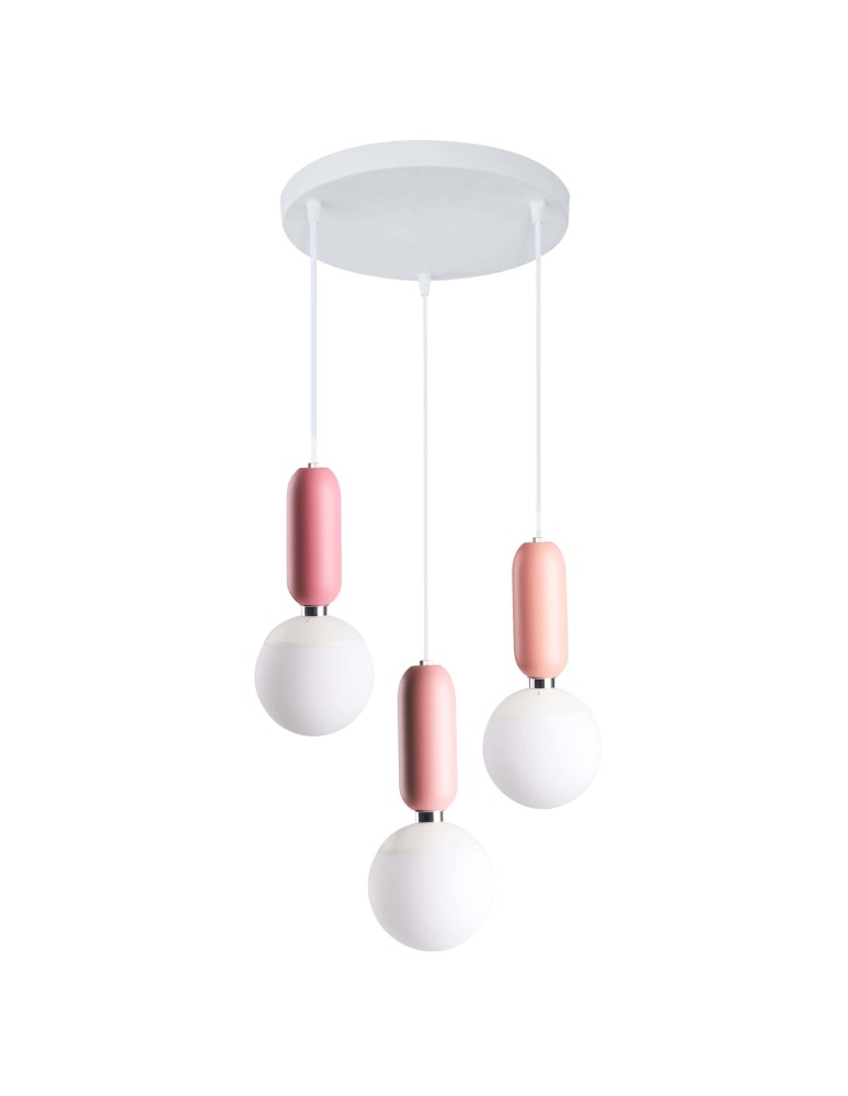 Light Prestige Lampa wisząca Rubi 3 wisząca różowa LP-044/3P Pink xE14 Różowy