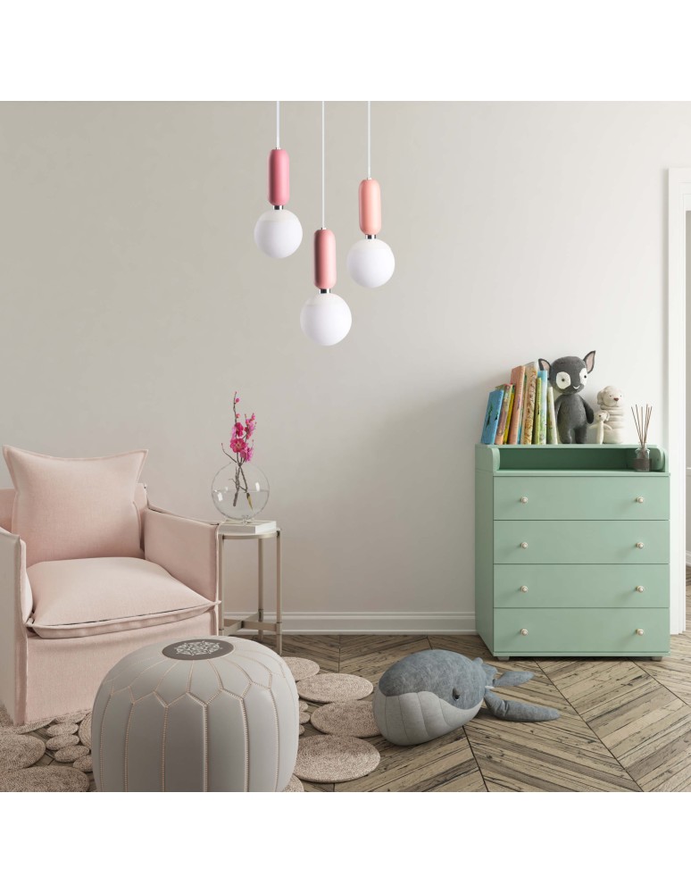 Lampy wiszące różowe - Light Prestige Lampa wisząca Rubi 3 wisząca różowa LP-044/3P Pink xE14 Różowy - product kolory-swiatla.pl 2