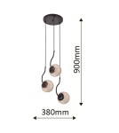 Lampy wiszące - Light Prestige Hook 3 wiszaca czarna E27 czarny/ bursztynowy klosz LP-125/3P BK - product 3