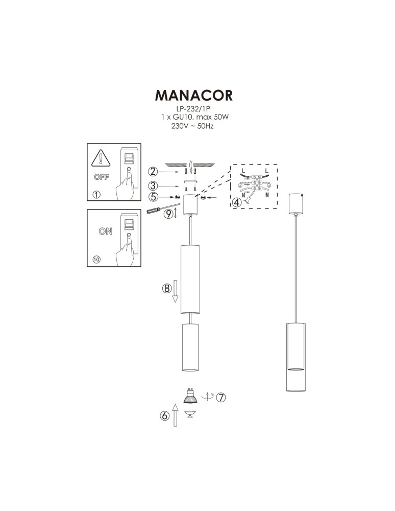 Light Prestige Manacor Lampa wisząca GU10 1x50W złoty/transparentny LP-232/1P GD Light Prestige Manacor Lampa wisząca GU10 1x50W złoty/transparentny LP-232/1P GD