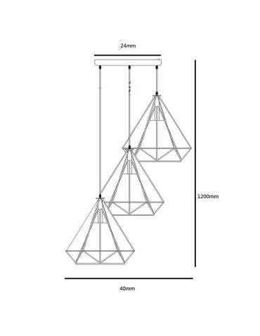 Light Prestige Nola 3 lampa wisząca czarna LP-076/3P BK 3xE27 czarny / biały - produkt 2