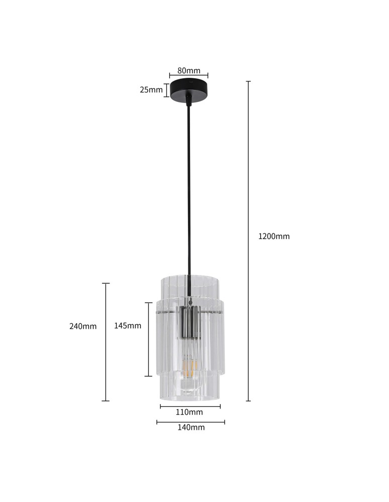Light Prestige Savona Lampa wisząca E27 1x1W transparentny/srebrny LP-707/1P Light Prestige Savona Lampa wisząca E27 1x1W transparentny/srebrny LP-707/1P