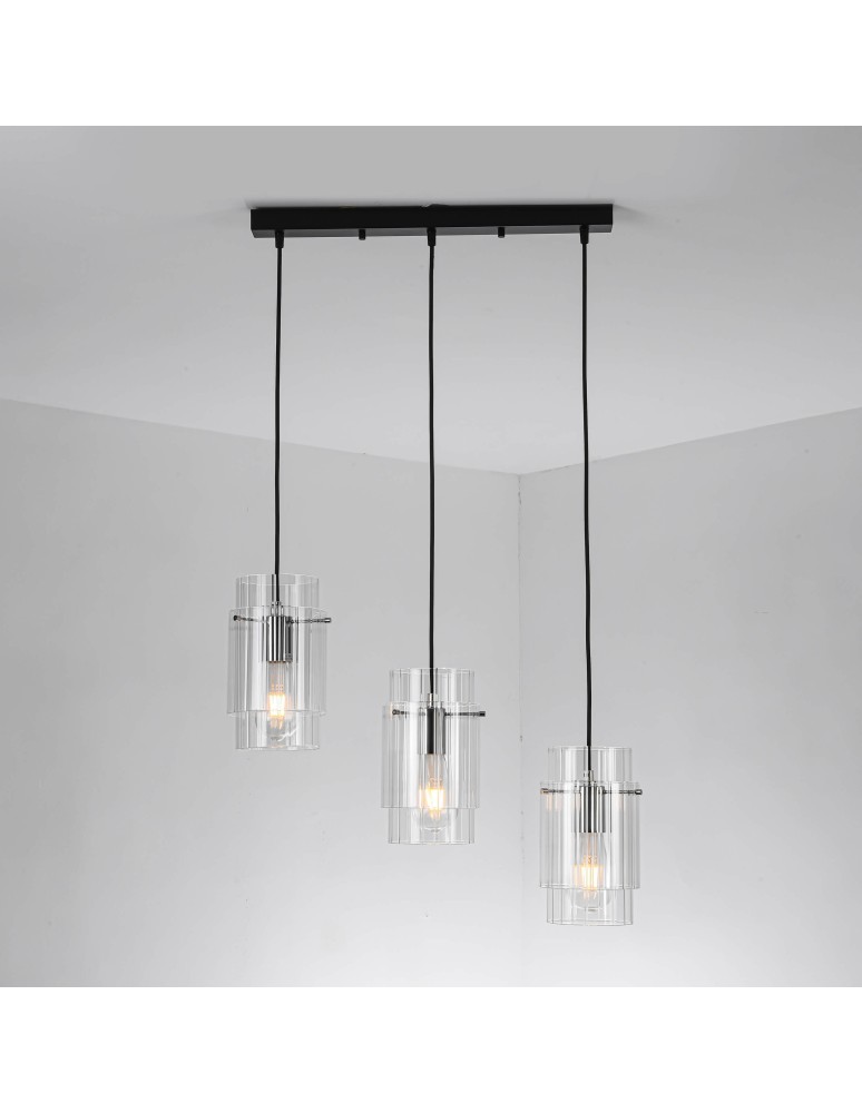 Light Prestige Savona Lampa wisząca E27 3x40W transparentny/srebrny LP-707/3L Light Prestige Savona Lampa wisząca E27 3x40W transparentny/srebrny LP-707/3L