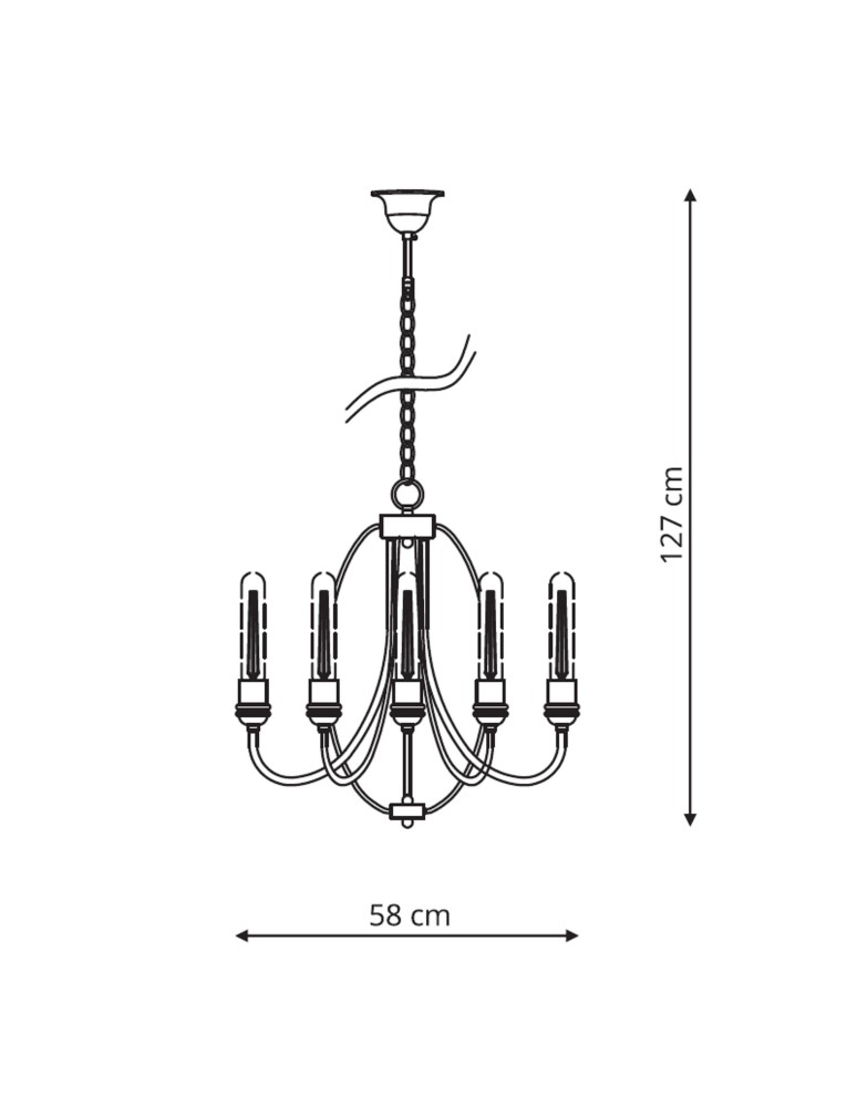 Żyrandole świecznikowe - Light Prestige Canaria 5 wisząca E27 czarny LP-6704/5P - product kolory-swiatla.pl 3