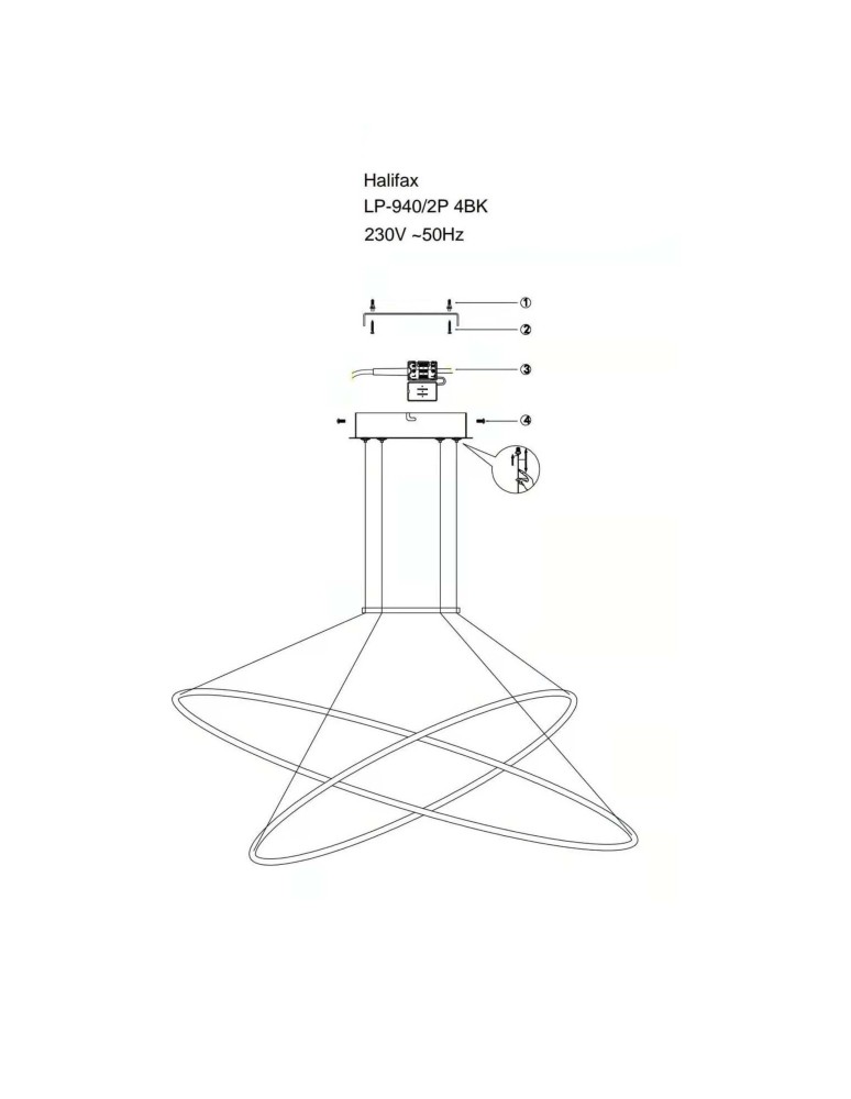 Light Prestige Halifax lampa wisząca czarna LP-940/2P 4BK 2xLED czarny