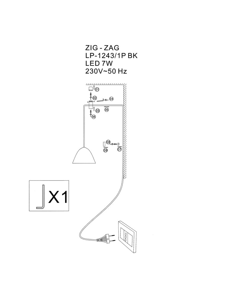 Light Prestige Zig-Zag LED czarny LP-1243/1P BK Light Prestige Zig-Zag LED czarny LP-1243/1P BK