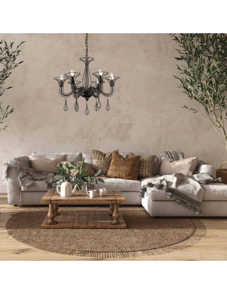 Light Prestige Tarragona 6 wisząca E14 czarny LP-6756/6P Light Prestige Tarragona 6 wisząca E14 czarny LP-6756/6P