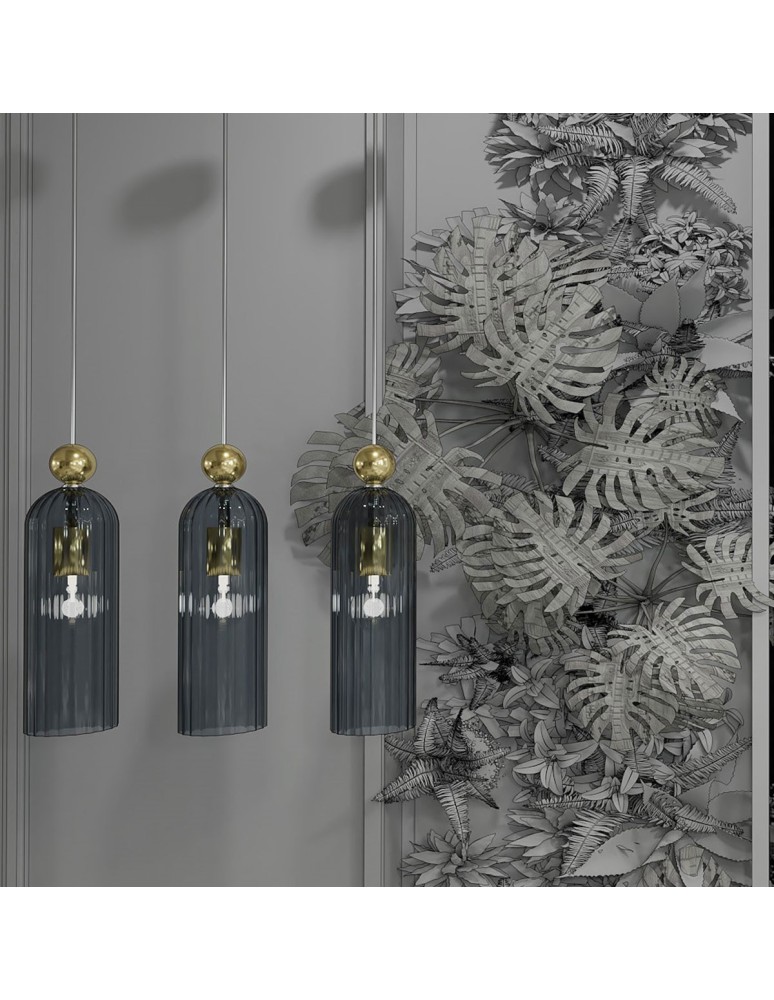 Light Prestige Piega Lampa wisząca E14 1x40W dymny/złoty LP-939/1P smoked Light Prestige Piega Lampa wisząca E14 1x40W dymny/złoty LP-939/1P smoked