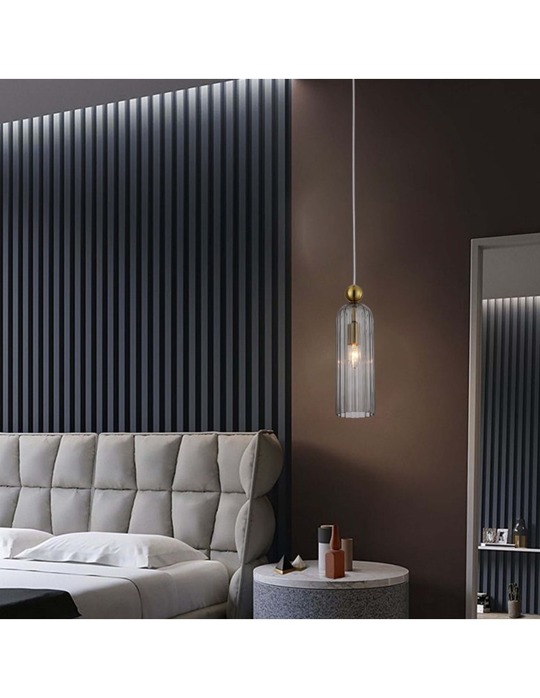 Light Prestige Piega Lampa wisząca E14 1x40W dymny/złoty LP-939/1P smoked Light Prestige Piega Lampa wisząca E14 1x40W dymny/złoty LP-939/1P smoked