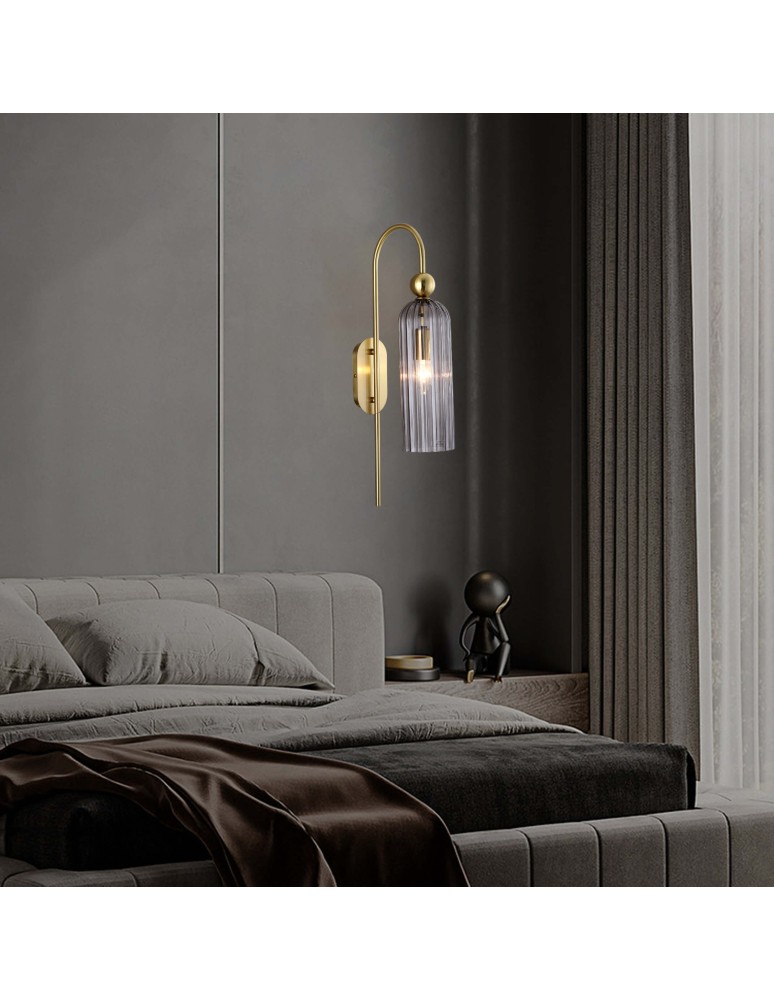 Light Prestige Piega Kinkiet E14 1x40W dymny/złoty LP-939/1W smoked Light Prestige Piega Kinkiet E14 1x40W dymny/złoty LP-939/1W smoked
