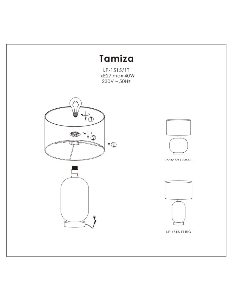 Light Prestige Tamiza biurkowa mała 1xE27 LP-1515/1T small Light Prestige Tamiza biurkowa mała 1xE27 LP-1515/1T small