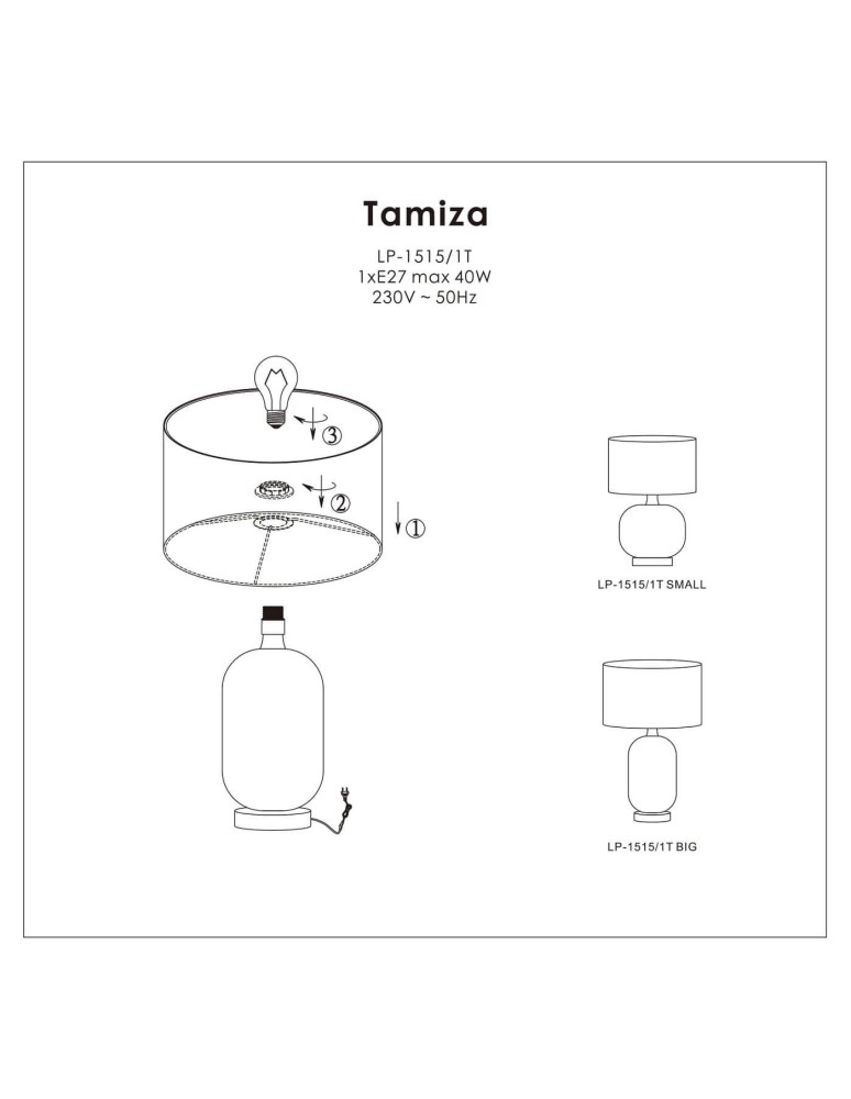Light Prestige Tamiza biurkowa duża 1xE27 LP-1515/1T big Light Prestige Tamiza biurkowa duża 1xE27 LP-1515/1T big