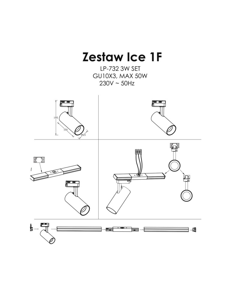 Light Prestige Ice SET 1F biały GU10 biały LP-732 3W WH SET Light Prestige Ice SET 1F biały GU10 biały LP-732 3W WH SET