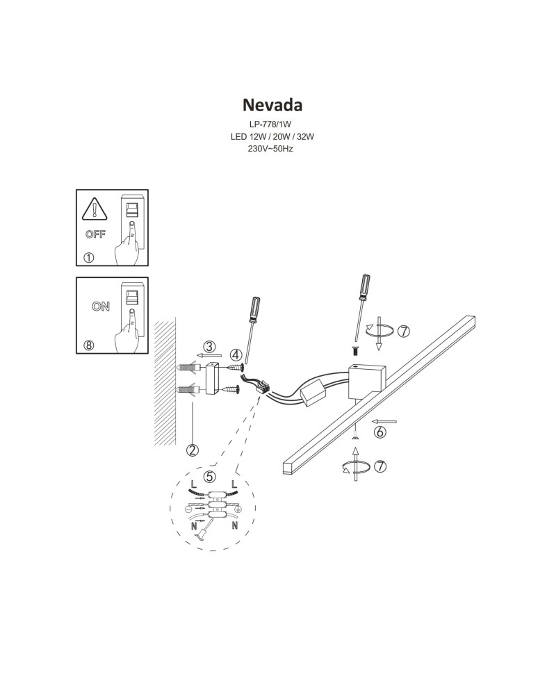 Light Prestige Nevada kinkiet M biały IP44 1xLEDxLED LP-778/1W M WH
