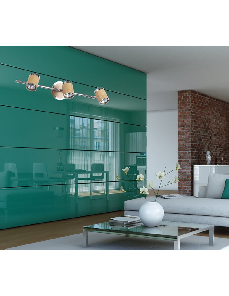 Light Prestige Alba 3 kinkiet GU10 chrom, drewno LP-774/3W Light Prestige Alba 3 kinkiet GU10 chrom, drewno LP-774/3W