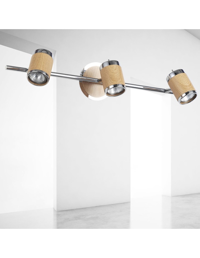 Light Prestige Alba 3 kinkiet GU10 chrom, drewno LP-774/3W Light Prestige Alba 3 kinkiet GU10 chrom, drewno LP-774/3W
