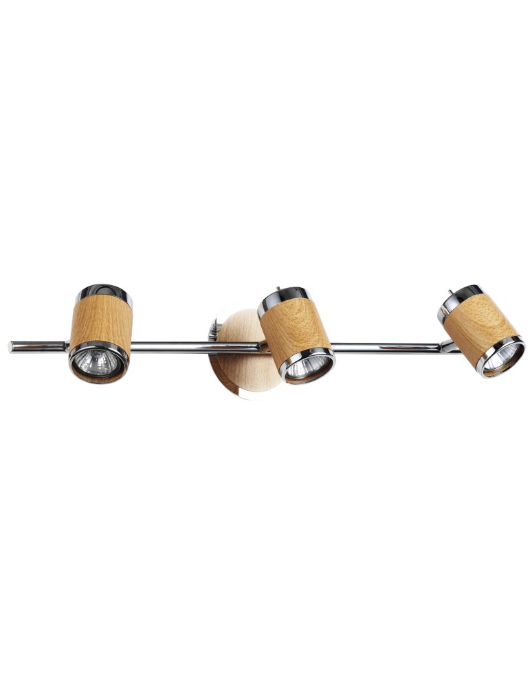Light Prestige Alba 3 kinkiet GU10 chrom, drewno LP-774/3W Light Prestige Alba 3 kinkiet GU10 chrom, drewno LP-774/3W