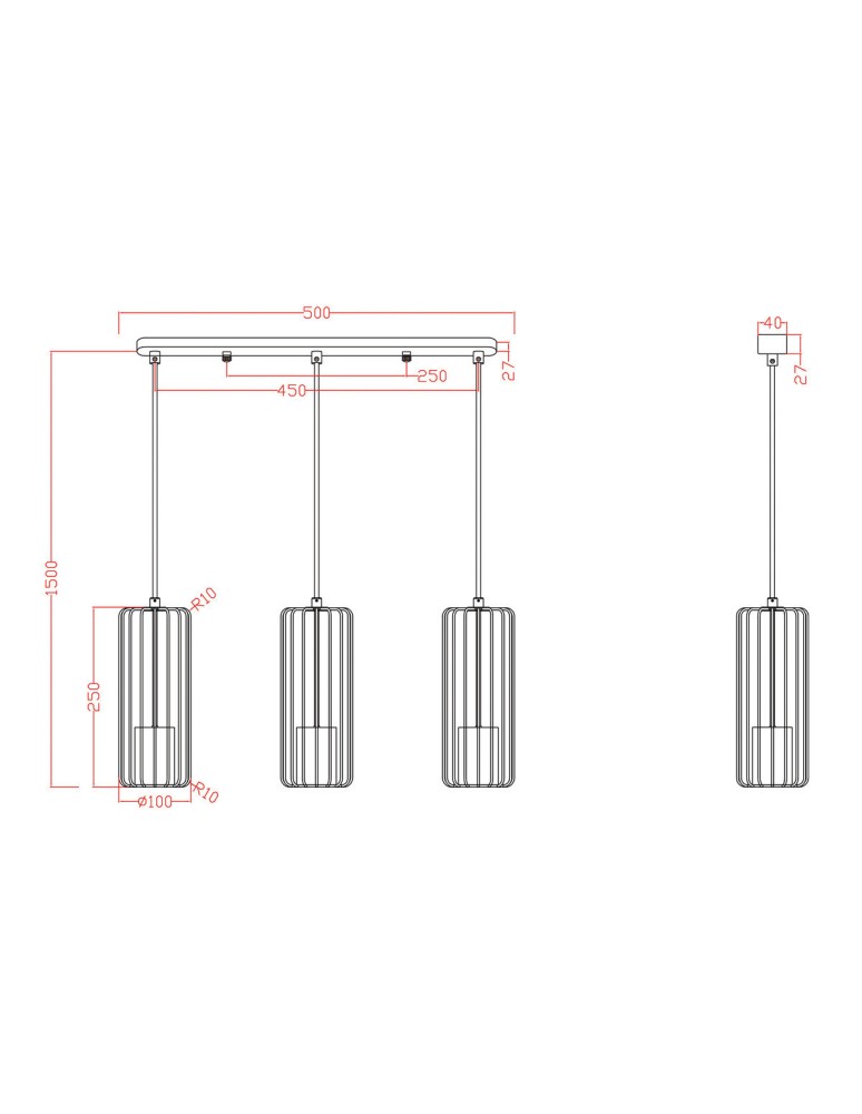 Light Prestige Sintra 3 wisząca linia czarna 3xGU10 LP-975/3L BK Light Prestige Sintra 3 wisząca linia czarna 3xGU10 LP-975/3L BK