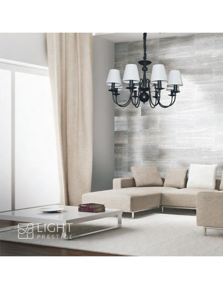 Żyrandole z abażurem - Light Prestige Werona 6 wisząca E14 czarny, biały LP-88439/6P - product kolory-swiatla.pl 2
