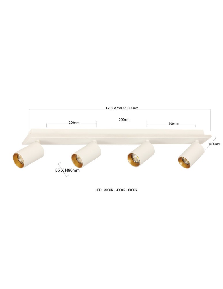 Light Prestige Lampa sufitowa Parma 4xGU10 + 1xLED biała LP-0612/4C WH Light Prestige Lampa sufitowa Parma 4xGU10 + 1xLED biała LP-0612/4C WH