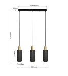 Lampy wiszące na listwie - Light Prestige Lampa wisząca Tirana 3xE27 linia czarna LP-945/3L BK - product 3