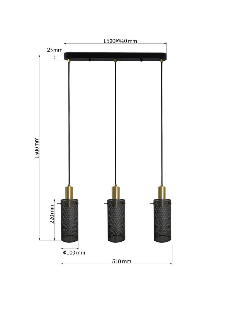 Lampy wiszące na listwie - Light Prestige Lampa wisząca Tirana 3xE27 linia czarna LP-945/3L BK - product kolory-swiatla.pl 3