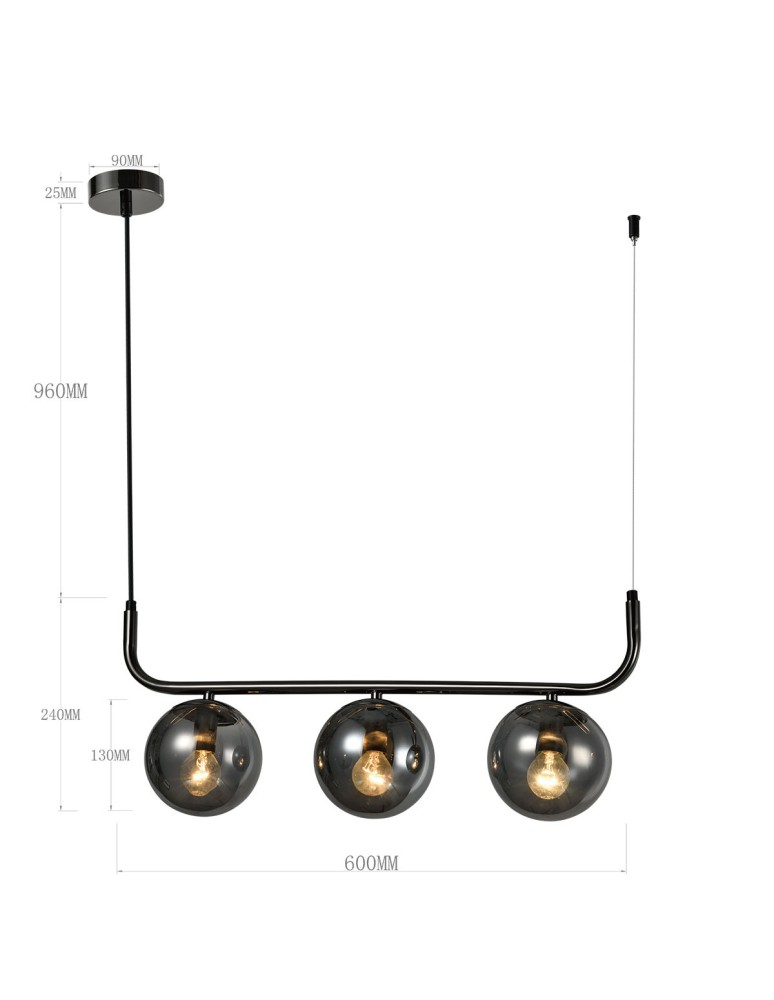 Light Prestige Lampa wisząca Alisa grafitowa 3xE14 LP-005/3L grafit