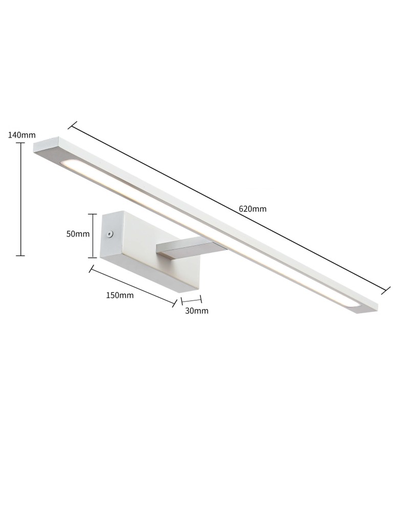 Light Prestige Isla kinkiet biały duży z IP44 4000K LED biały GS-LWB-20W WH Light Prestige Isla kinkiet biały duży z IP44 4000K LED biały GS-LWB-20W WH