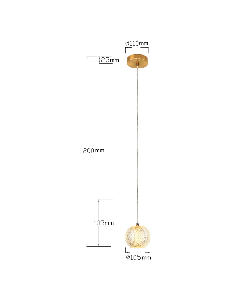 Light Prestige Lampa wisząca Diamond 1 1xLED CCT złota LP-2202/1P GD