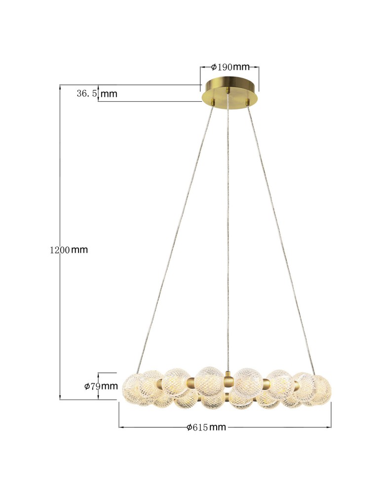 Light Prestige Lampa wisząca Diamond 18 18xLED CCT złota LP-2202/18P GD