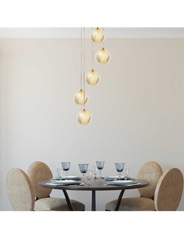 Light Prestige Lampa wisząca Diamond 5 5xLED CCT złota LP-2202/5P GD