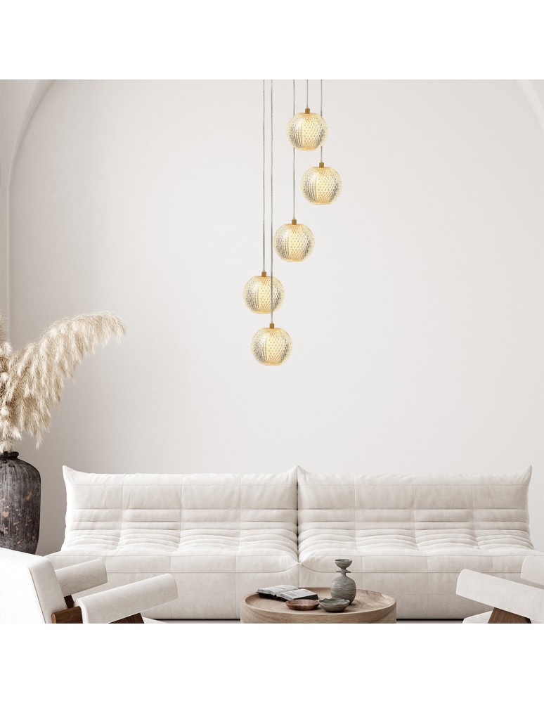 Light Prestige Lampa wisząca Diamond 5 5xLED CCT złota LP-2202/5P GD