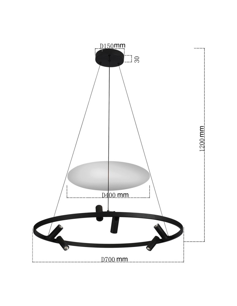 Light Prestige Lampa wisząca Almeria 6xLED czarna LP-907/1P BK Light Prestige Lampa wisząca Almeria 6xLED czarna LP-907/1P BK