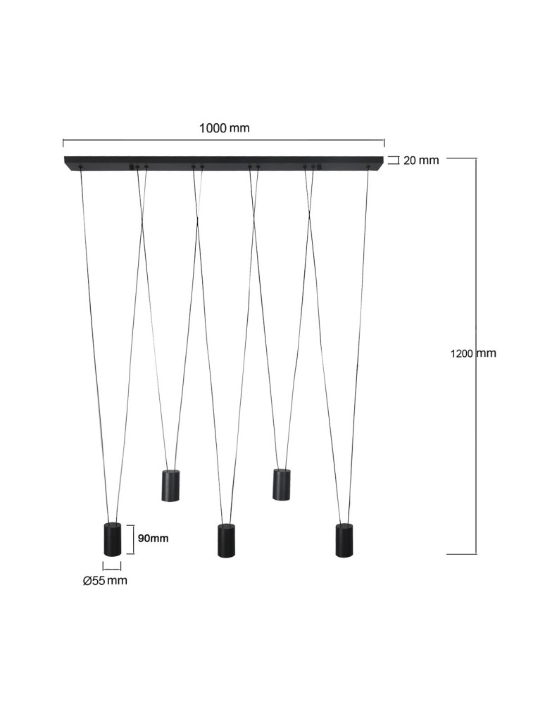 Light Prestige Lampa wisząca Toledo 5xGU10 czarna LP-432/5P BK Light Prestige Lampa wisząca Toledo 5xGU10 czarna LP-432/5P BK
