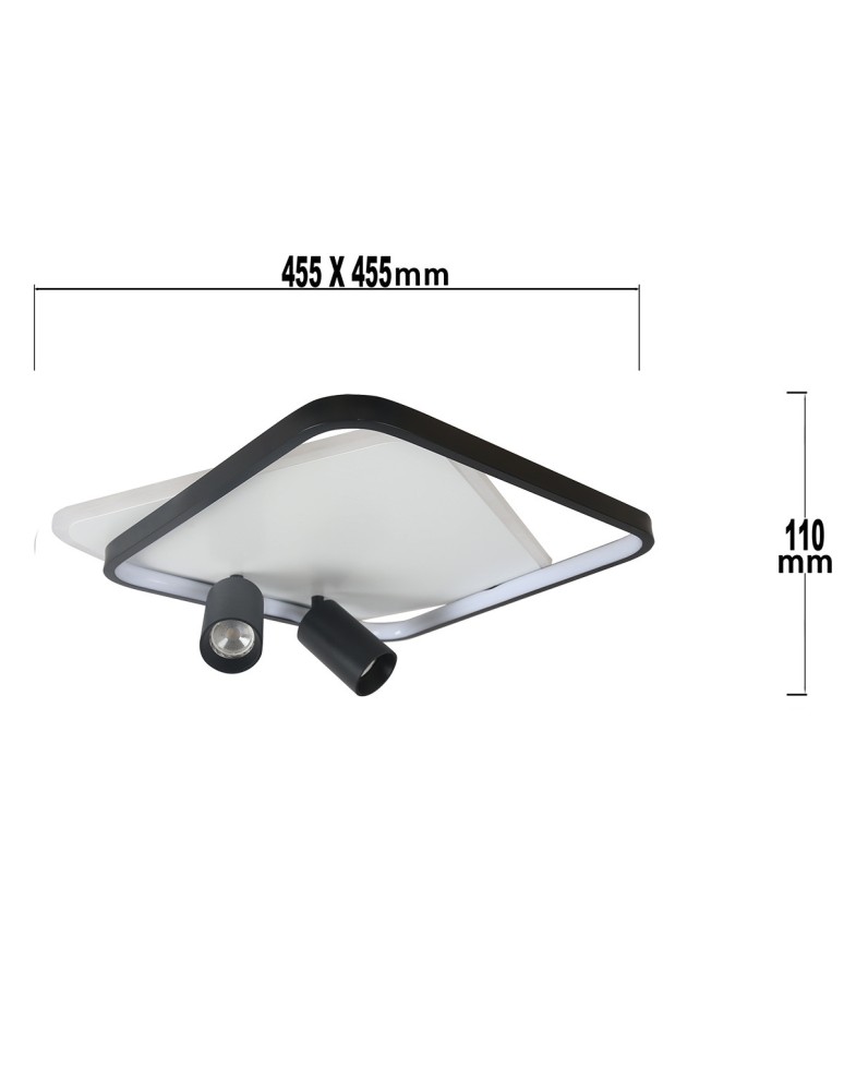 Light Prestige Plafon Parma 2 2xGU10 + 1xLED CCT kwadrat czarny LP-0612/2C Square BK Light Prestige Plafon Parma 2 2xGU10 + 1xLED CCT kwadrat czarny LP-0612/2C Square BK