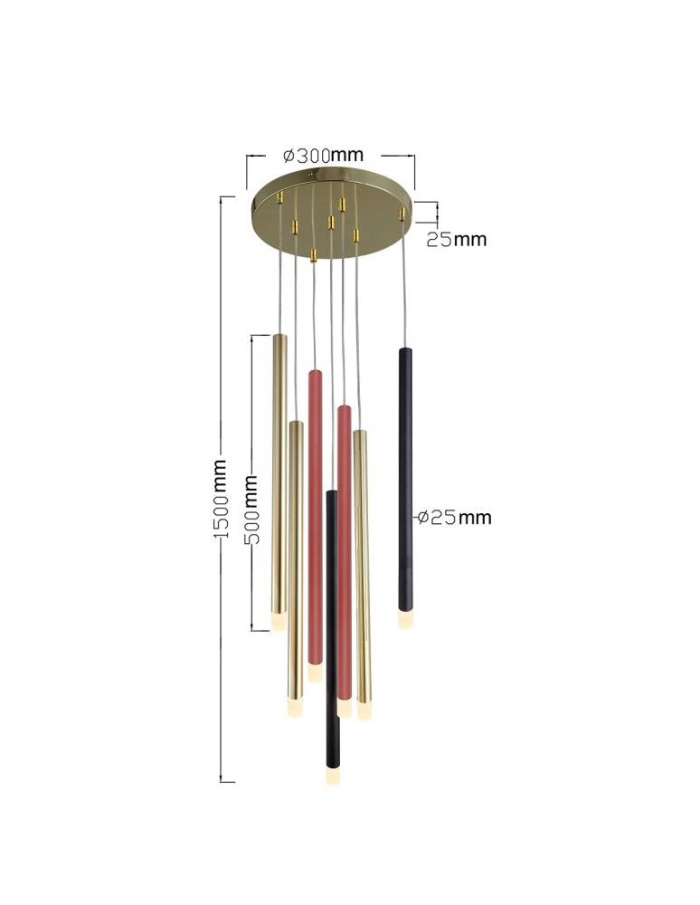 Light Prestige Lampa wisząca Lungo 7xG9 mix kolor LP-894/7P MIXED Light Prestige Lampa wisząca Lungo 7xG9 mix kolor LP-894/7P MIXED