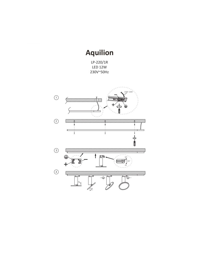 Light Prestige SET Aquilion 1F 3xLED czarny LP-220/1R BK SET Light Prestige SET Aquilion 1F 3xLED czarny LP-220/1R BK SET